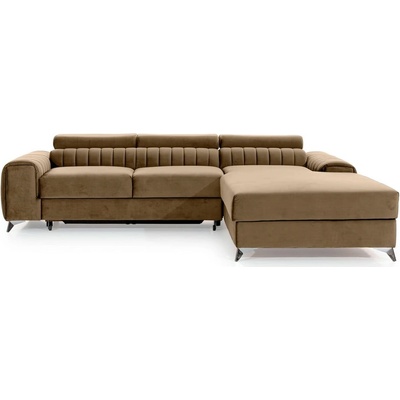 Eltap Светлокафяв кадифен разтегателен ъглов диван с място за съхранение (десен ъгъл) Grayson - ELTAP (CO-GRA-RT-20NU)