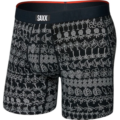 Saxx Мъжко синтетично термобельо Saxx Vibe Xtra Boxer Brief Fly Synthetic base layer - Island Lineup / Black - размер M (014-2279-2312)