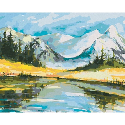 Zuty Malování Podle Čísel Zasněžené Hory S Jezerem 80 x 100 Cm Plátno Rám 8596530087670