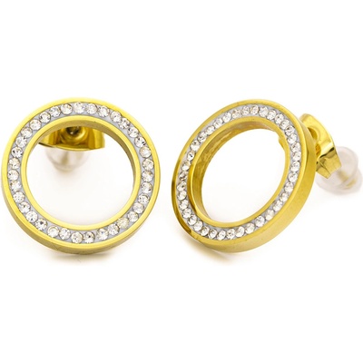 BRUNOshop.cz Náušnice kroužek gold s kamínky S4435