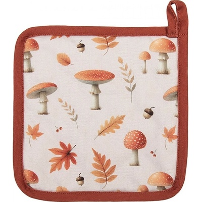 Clayre & Eef Béžová chňapka podložka s listami a muchotrávkami Autumn Leaves 18 x 30 cm