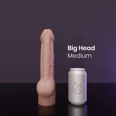 Erotixxx Toys Big Head Warm Flesh 40% M prémiové silikonové dildo s Vac-U-Lock 28 x 5,7 - 6,4 cm