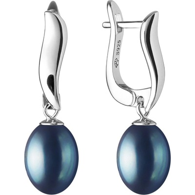 Gaura Pearls stříbrné náušnice s černou řiční perlou Anna SK20201EL/B Černá