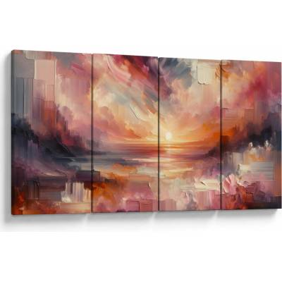 Obraz - Maľované červánky, štvordielne 160x80 cm