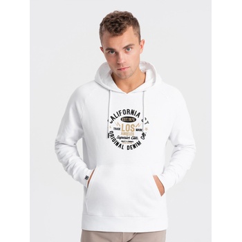 Ombre Clothing Бял мъжки суитшърт с качулка и щамп Ombre Clothing Ombre Clothing | Byal | МЪЖЕ | M