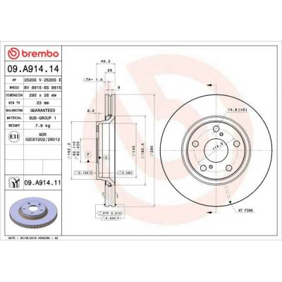 Brzdový kotúč BREMBO 09.A914.11