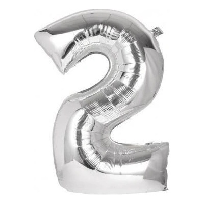 IMPAP Fóliový balónek 40 cm číslice 2 stříbrný 24226