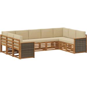 vidaXL Комплект дивани за открито 7 бр. Натурално (3384829)