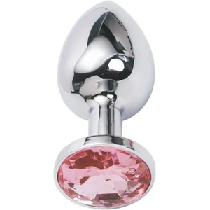 Sensual Метално дилдо Butt Plug "SILVER CRYSTAL PINK" 7 см. Размер-S