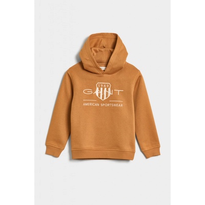 Gant Relaxed Contrast Shield Hoodie Burnt Sugar
