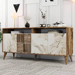 TopMebel Шкаф Milan TopMebel от меламин в орех - бял мраморен ефект 180x35x78, 6cm