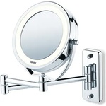Beurer Козметично огледало, Beurer BS 59 Illuminated mirror, wall-mounted/standing , 8 LED light, 5 x zoom, 2 swivering mirrors, 11 cm (58410_BEU)