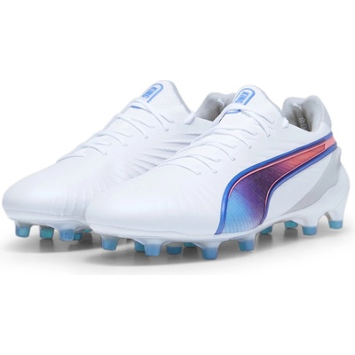 Дамски футболни бутонки Puma King Ultimate Womens Firm Ground Football Boots - White/Blue/Grey