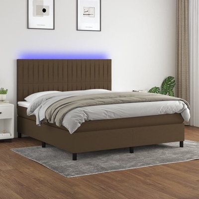 vidaXL 11461.3135056 Boxspring postel s matrací a LED tmavě hnědá textil