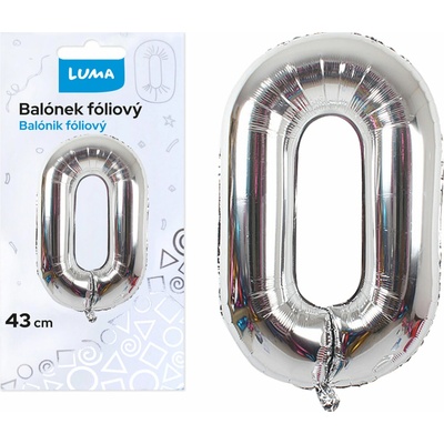LUMA Balonek foliový č.0 stříbrný 43cm