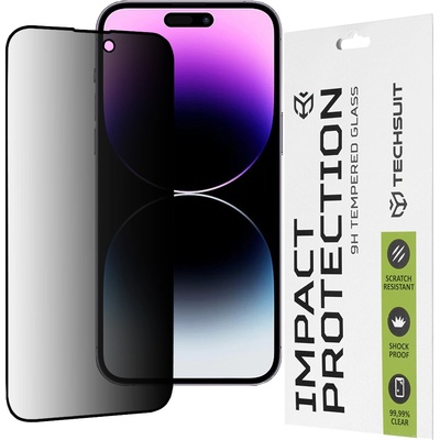 Techsuit Протектор за iPhone 14 Pro Max - 111D Privacy Full Glue - черен