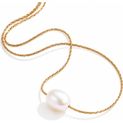 Velora Pearl Drop řetízek z chirurgické ocele s perlou 171 pozlacený
