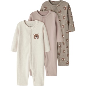 Name it Детско ежедневно термо бельо Name it Kid's Nightsuit 3-Pack Everyday base layer - Vintage Khaki Bear AOP / Peyote Melange / Mushroom - размер 50 (EU) (714-2109-0111)