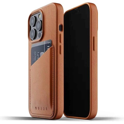 Mujjo Leather Wallet Case - кожен (естествена кожа) кейс с джоб за кредитна карта за iPhone 13 Pro Max (кафяв)