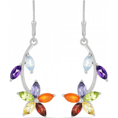 Nefertitis Čakrové náušnice lístky rhodiované stříbro Ag 925 NF17426