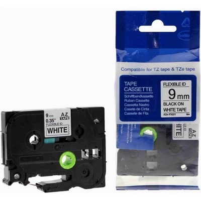 Compatible Съвместима лента с Brother TZ-FX221/TZe-FX221, 9mm x 8m, гъвкави, черен печат/бял фон (TZeFX221)