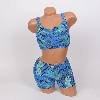 Макси бански в синьо с орнаменти и листа - чашка c