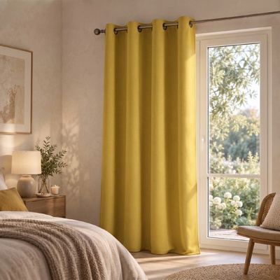 Zatemňovací závěs s kroužky "BLACKOUT" SIERRA 135x250 mustard/hořčicová (cena za 1 kus) Mybesthome