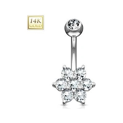 Šperky4U zlatý piercing do pupíku kytička ZL01043-WG
