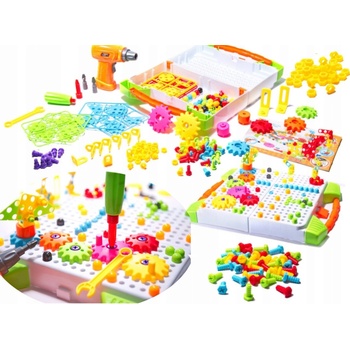 KIK Mozaika dětské puzzle plastové bloky + šroubovák 181 ks