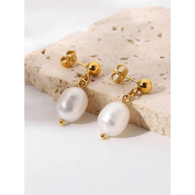 Ornamenti pozlacené náušnice Pearl Drop gold ORT300045