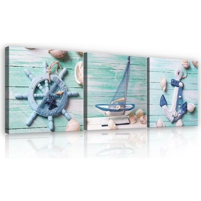 Postershop Obraz na plátně: Námořnická - set 3ks 25x25cm