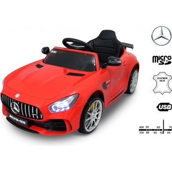 Beneo elektrické autíčko Mercedes Benz GTR 12V 24 GHz dálkové ovládání odpružení otvíravé dveře měkké EVA kola kožené sedadlo červená