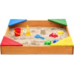 Ginger Home Детски дървен пясъчник с 4 седалки - 90x90 см