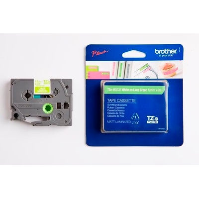 páska BROTHER TZeMQG35 biele písmo, matná limetkovo-zelená páska Tape (12mm) (TZEMQG35)