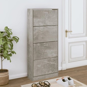 vidaXL Шкаф за обувки, бетонно сив, 63x24x147 см, инженерно дърво (342545)