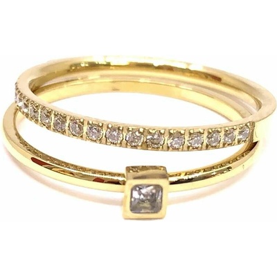 Jan Kos jewellery Prsten z oceli s bílým zirkonem STA 4613 G
