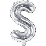 PartyDeco Балон от фолио Mini - Буква S 35см сребърен