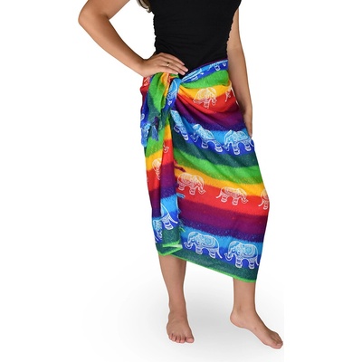 Thajsko Sarong Pareo BUN slonia dúha fialový pruh