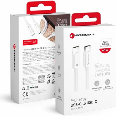 Forcell C338 USB-C na USB-C QC4.0 PD 3A 60 W 1,5m bílý