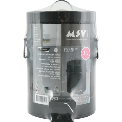 MSV pedálový odpadkový koš HABANA, černá ocel, s úchyty, 3 L 144309