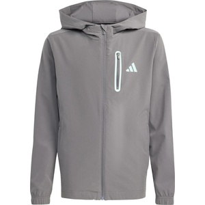 Adidas Детско яке за тренировка adidas Kid's Hooded Tech Woven Jacke Training jacket - Grey Four / Tactile Green - размер 152 (EU) (704-6097-0213)