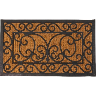 ESSCHERT DESIGN BEST FOR BOOTS obdelníková s kokosovým vláknem a ornamenty černá 74,5 x 44,5