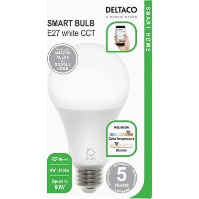 Deltaco Smart Home LED žárovka E27 Wi-Fi 9 W SH-LE27W
