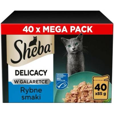 SHEBA Delicacy Rybí příchutě v želé 40×85 g