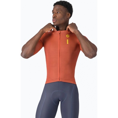 Castelli Мъжка тениска за колоездене Castelli Drittone Logo paprika/mango mojito