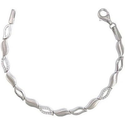 INFINITYSILVER Strieborný náramok so zirkónmi lístočky OB30719