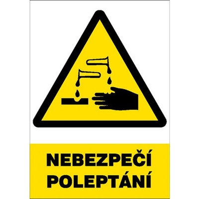 Značka Nebezpečí poleptání, samolepicí fólie, 210 × 297 mm BZ FE361