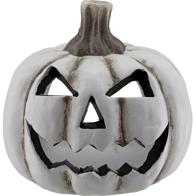 Keramický halloweenský svícen, šedý, 10 cm