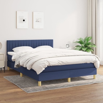 vidaXL Боксспринг легло с матрак, синьо, 140x190 см, плат (3140775)