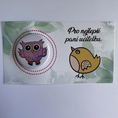 Dekorace z Česka Dárková kartička pro učitelku s buttonem Motiv: D